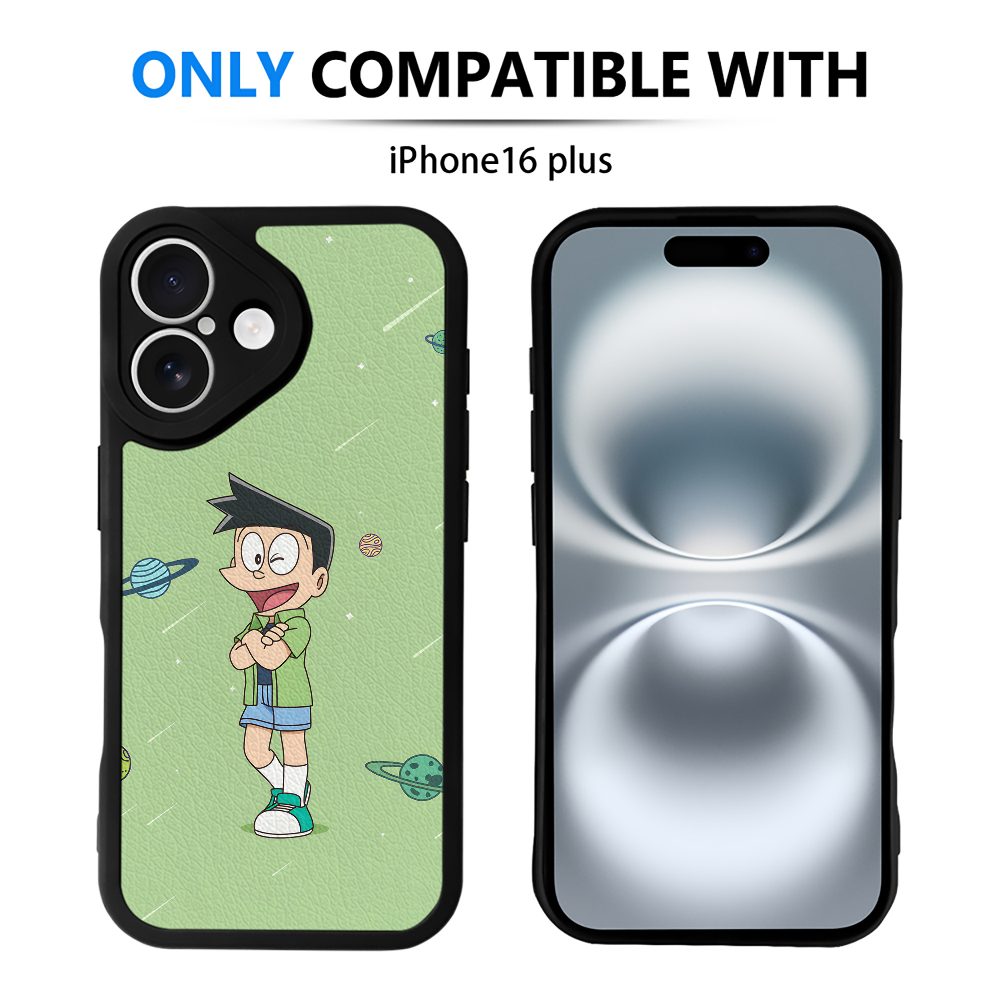 （画像用） ドラえもん Doraemon 【iPhone 16シリーズ対応】シリコンスマホケース（レザー調） 材質：シリコン